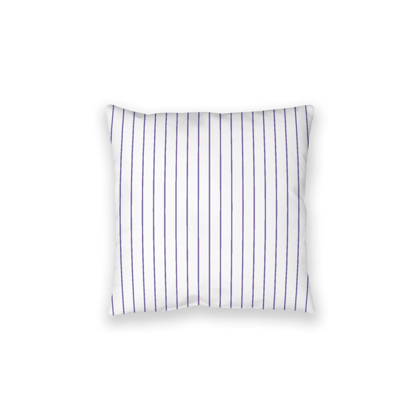 White Spun Polyester Floor Pillow, Purple Stripes on Top, White Bottom, 28 x 28 inches