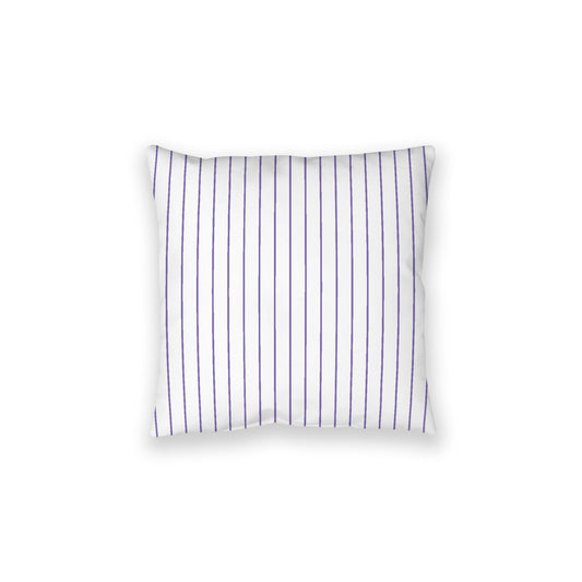 White Spun Polyester Floor Pillow, Purple Stripes on Top, White Bottom, 28 x 28 inches