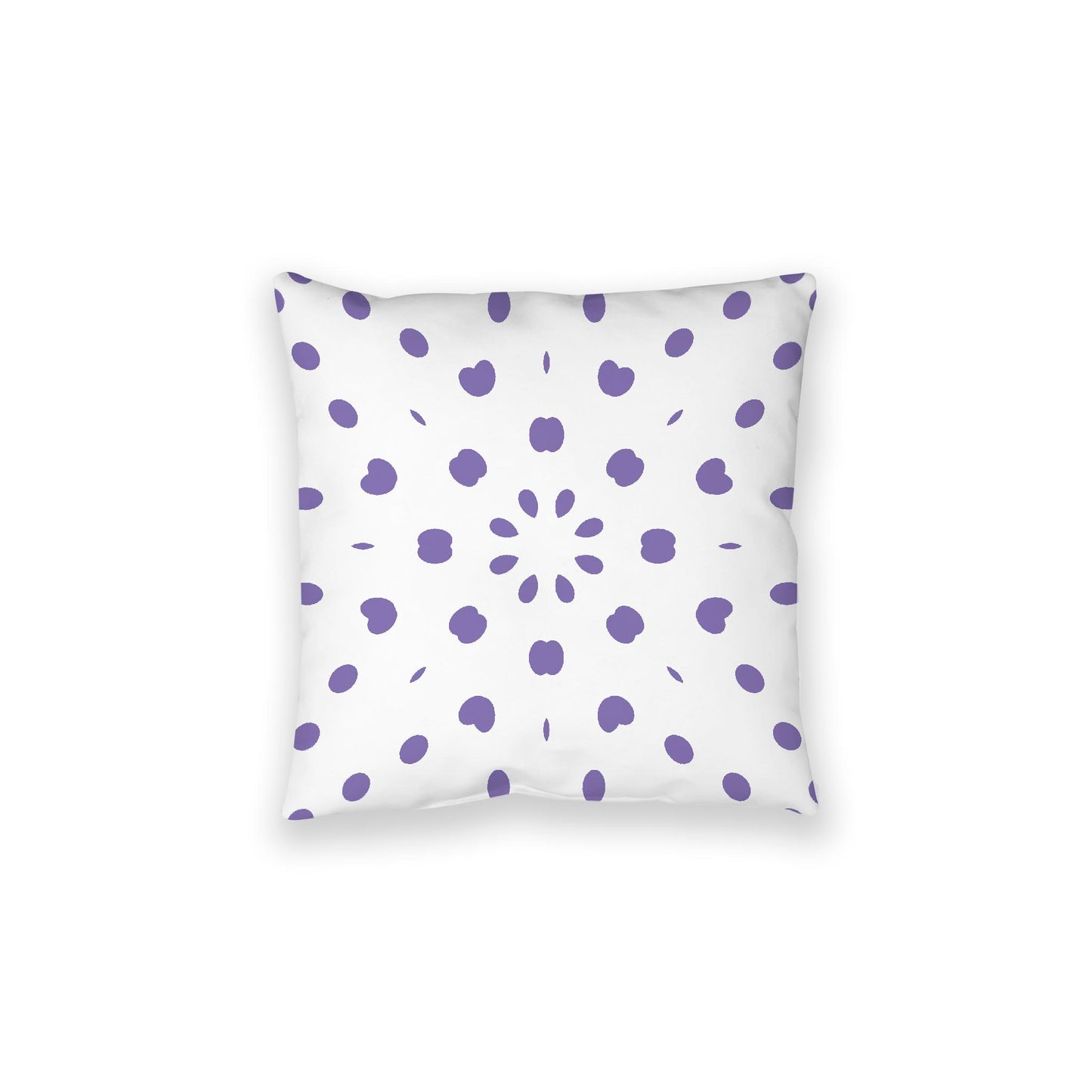 White Spun Polyester Floor Pillow, Purple Burst on Top, White Bottom, 28 x 28 inches