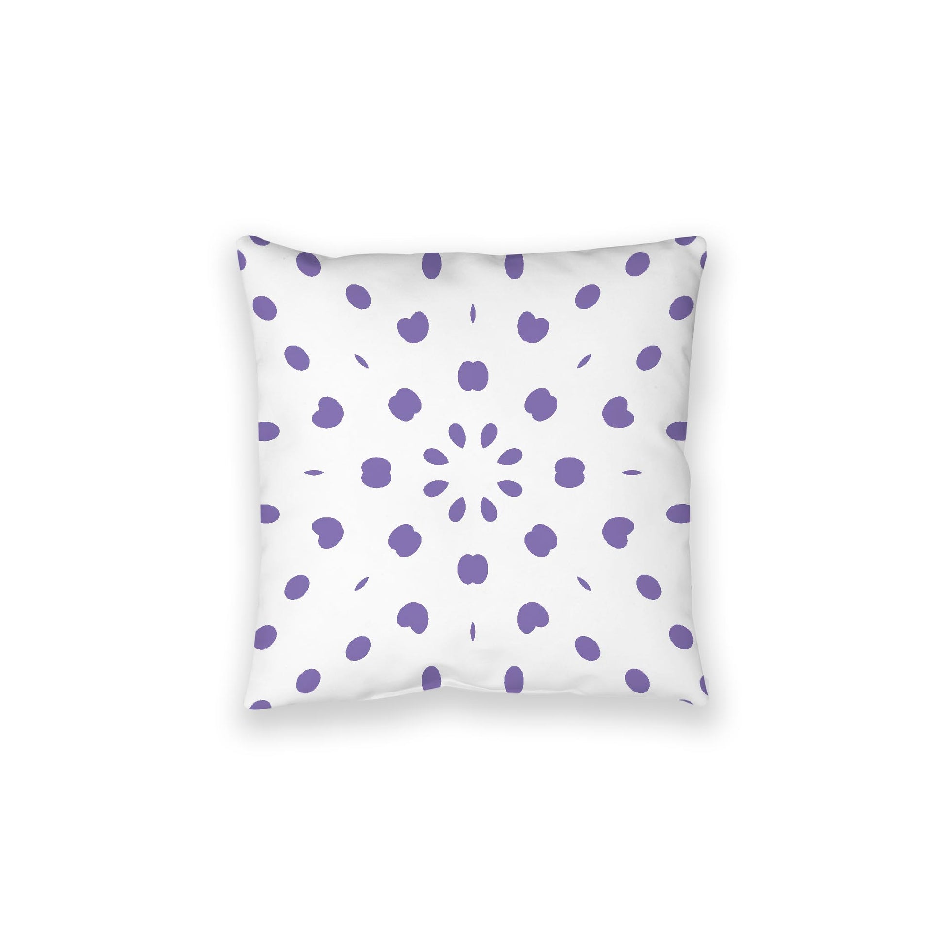 White Spun Polyester Floor Pillow, Purple Burst on Top, White Bottom, 28 x 28 inches