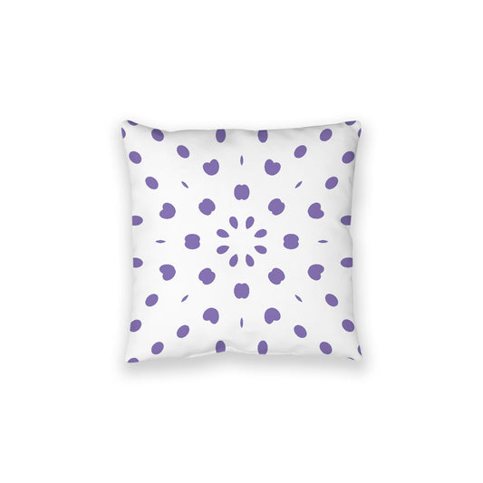 White Spun Polyester Floor Pillow, Purple Burst on Top, White Bottom, 28 x 28 inches