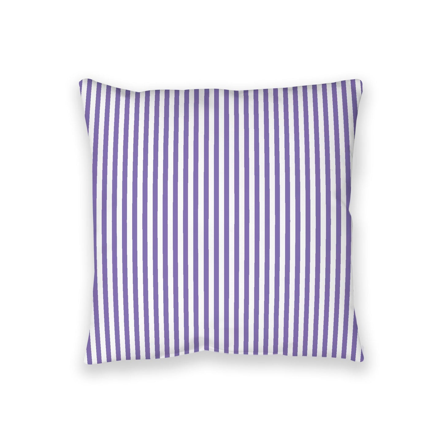 White Spun Polyester Floor Pillow, Thin Purple Bars on Top, White Bottom, 36 x 36 inches