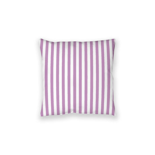White Spun Polyester Floor Pillow, Bold Mauve Bars on Top, White Bottom, 28 x 28 inches