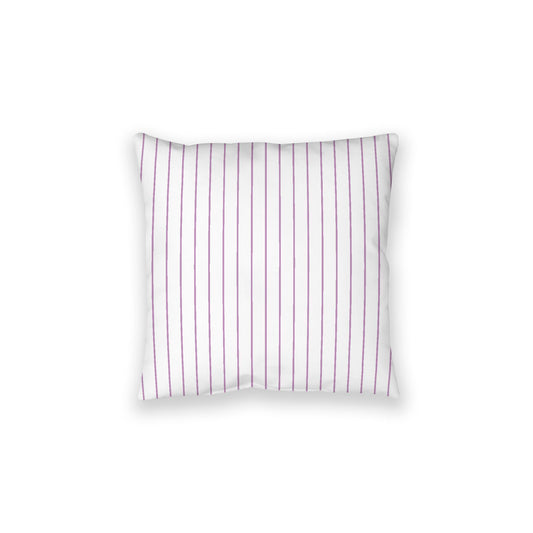 White Spun Polyester Floor Pillow, Mauve Stripes on Top, White Bottom, 28 x 28 inches