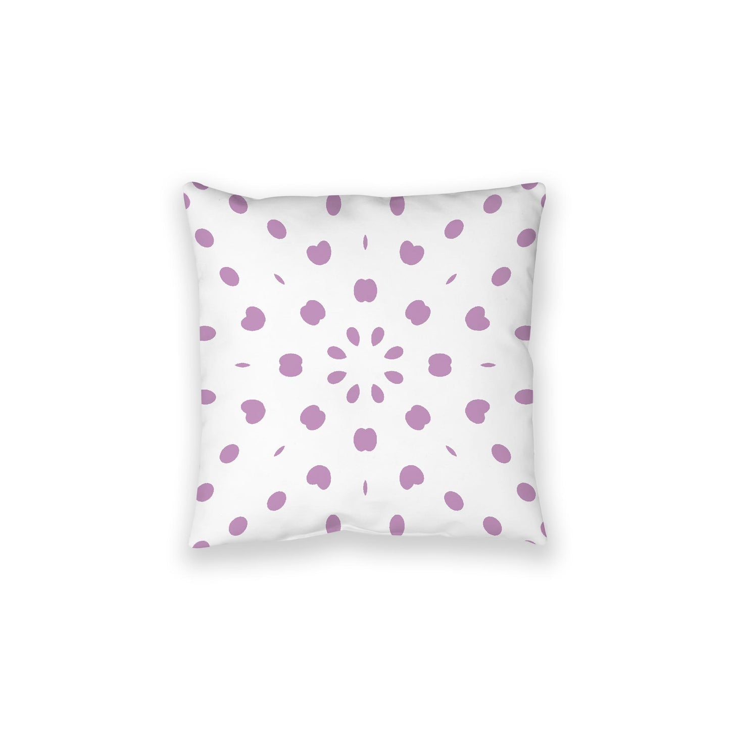 White Spun Polyester Floor Pillow, Mauve Burst on Top, White Bottom, 28 x 28 inches
