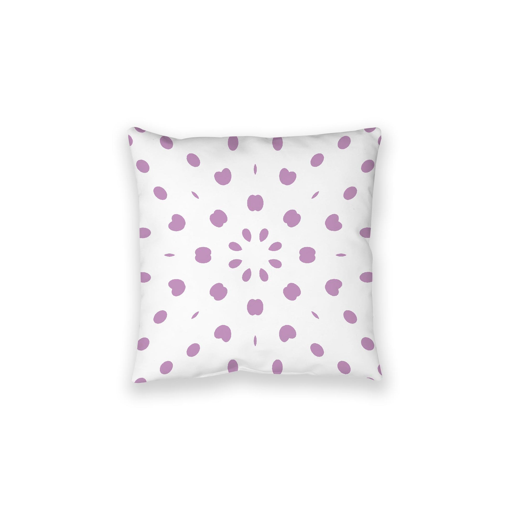 White Spun Polyester Floor Pillow, Mauve Burst on Top, White Bottom, 28 x 28 inches