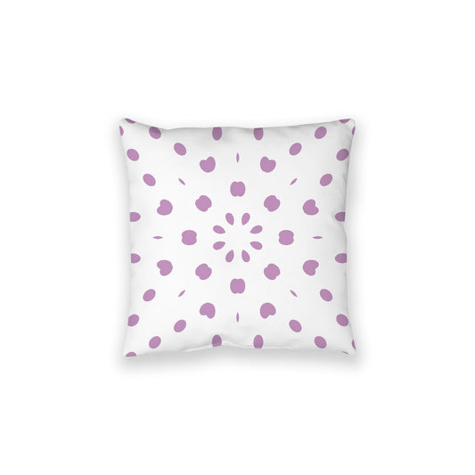 White Spun Polyester Floor Pillow, Mauve Burst on Top, White Bottom, 28 x 28 inches