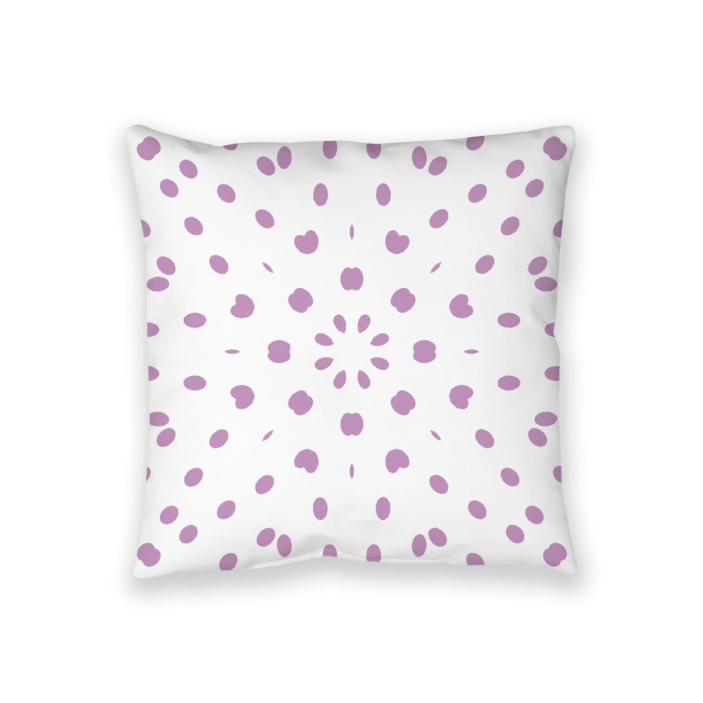White Spun Polyester Floor Pillow, Mauve Burst on Top, White Bottom, 36 x 36 inches