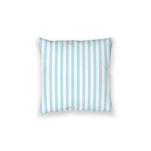White Spun Polyester Floor Pillow, Bold Blue Bars on Top, White Bottom, 28 x 28 inches