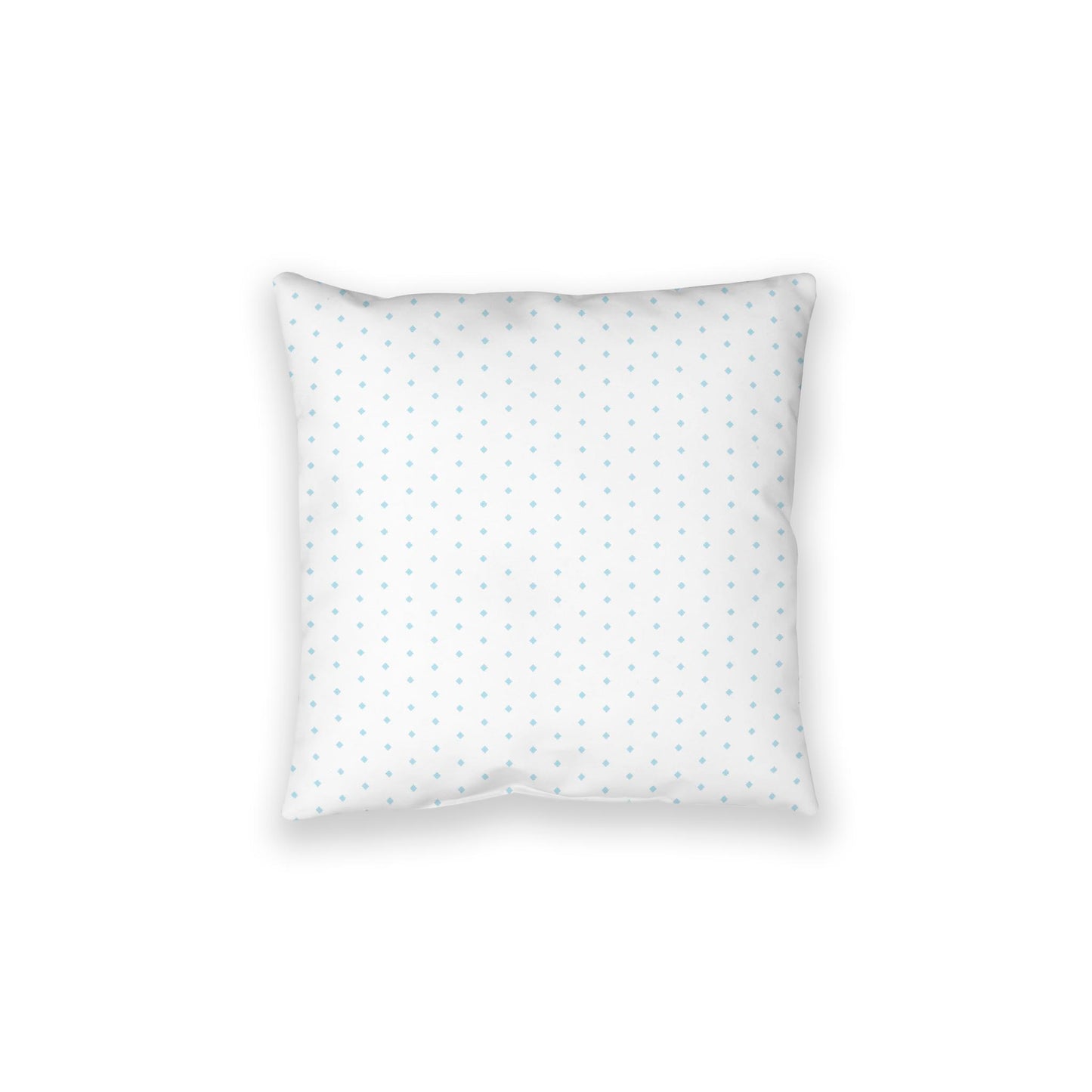 White Spun Polyester Floor Pillow, Blue Diamonds on Top, White Bottom, 40 x 40 inches