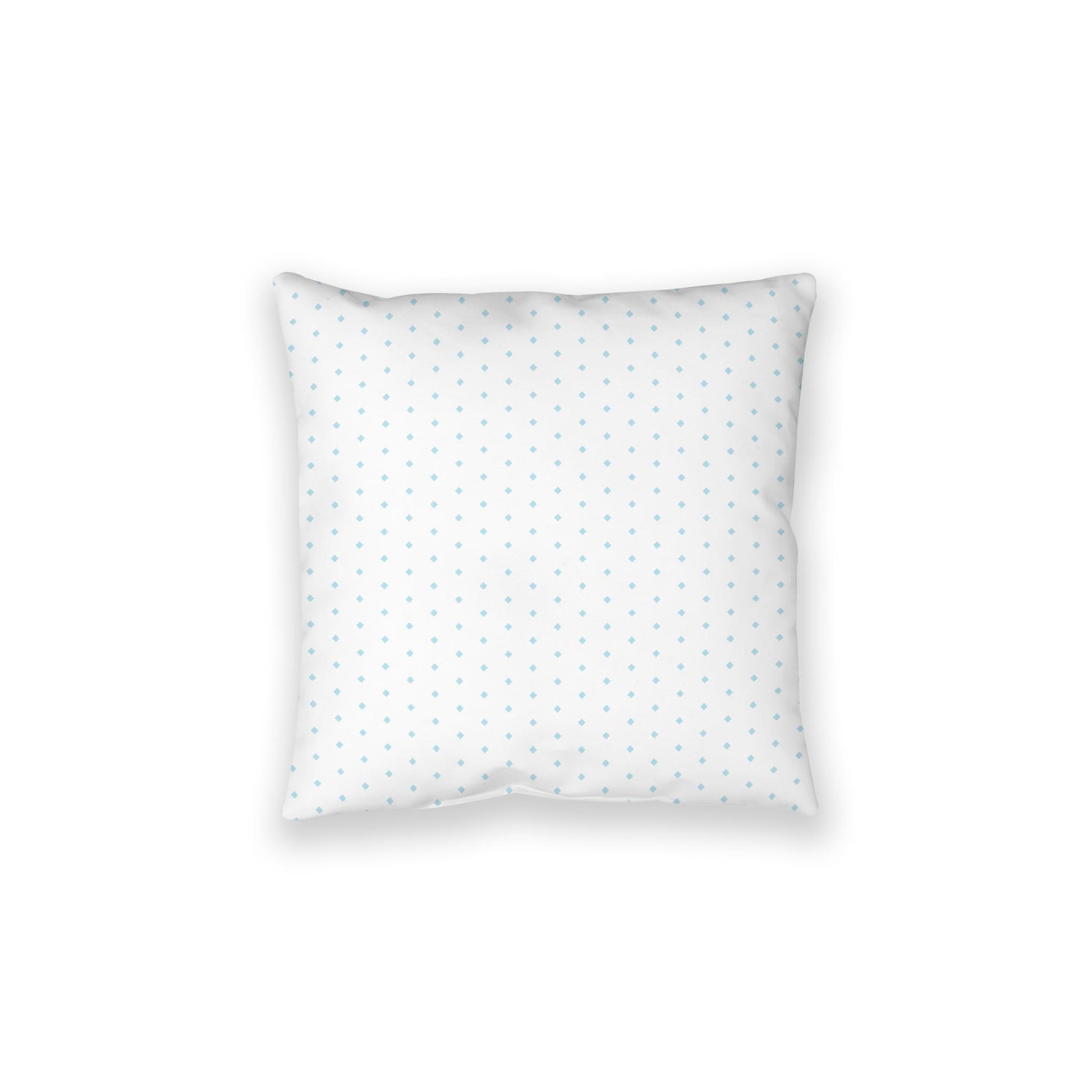 White Spun Polyester Floor Pillow, Blue Diamonds on Top, White Bottom, 40 x 40 inches