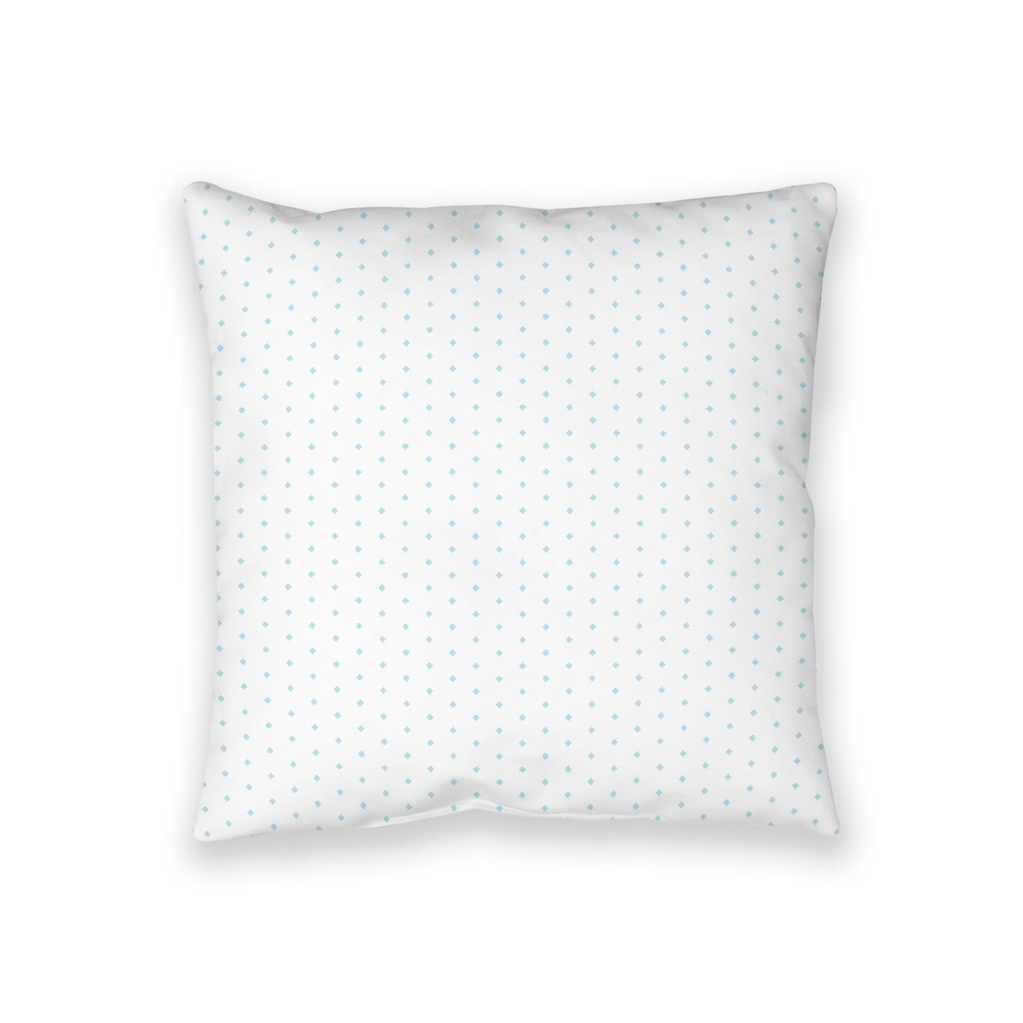 White Spun Polyester Floor Pillow, Blue Diamonds on Top, White Bottom, 28 x 28 inches