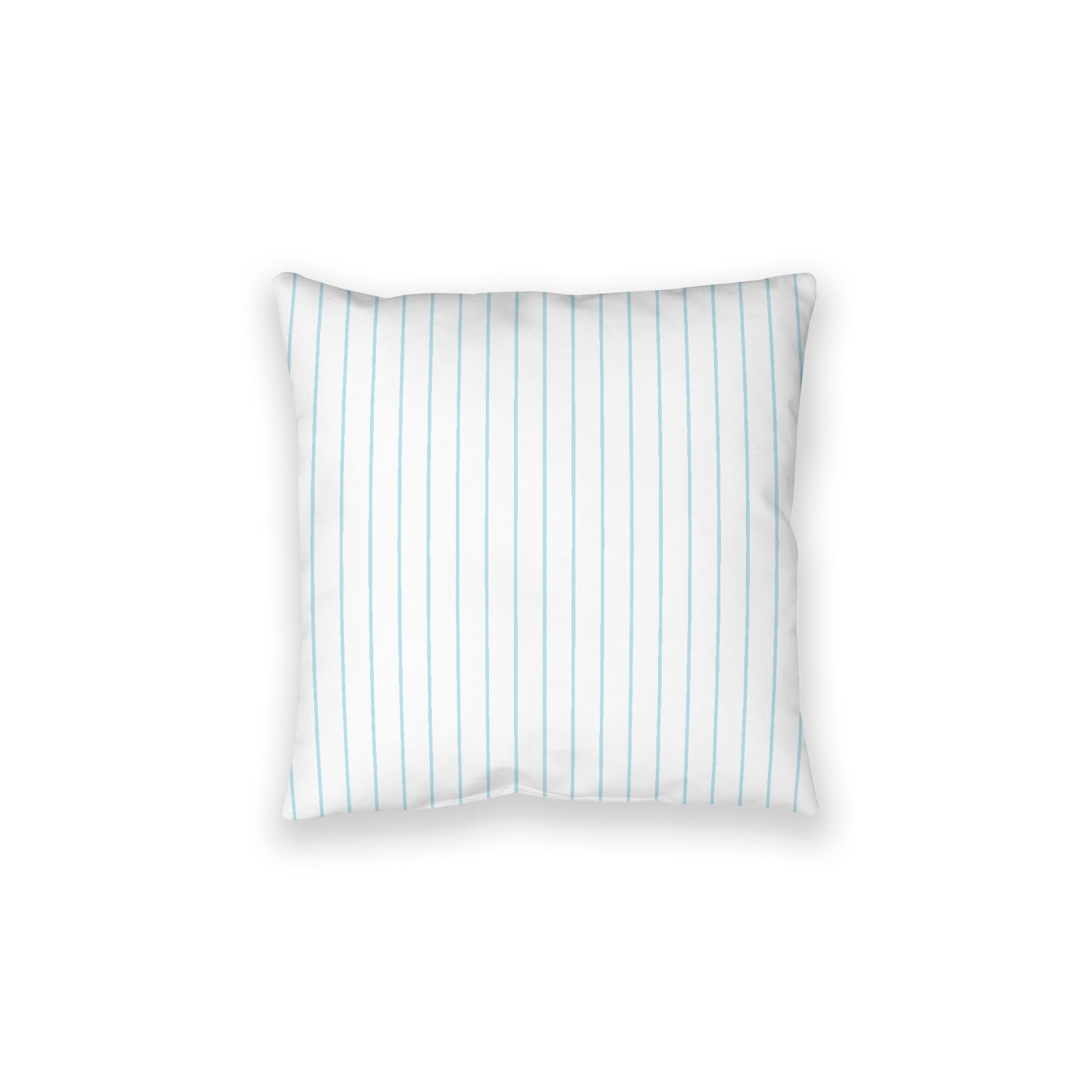 White Spun Polyester Floor Pillow, Blue Stripes on Top, White Bottom, 28 x 28 inches