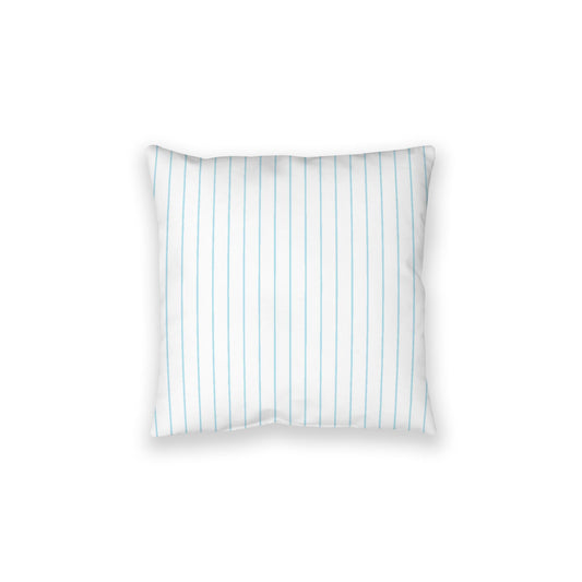White Spun Polyester Floor Pillow, Blue Stripes on Top, White Bottom, 28 x 28 inches