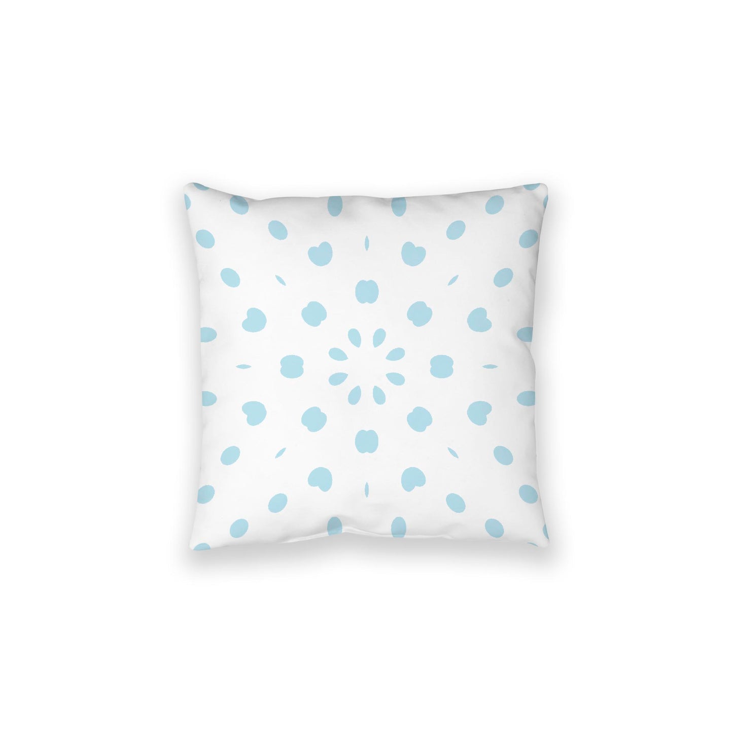 White Spun Polyester Floor Pillow, Blue Burst on Top, White Bottom, 28 x 28 inches