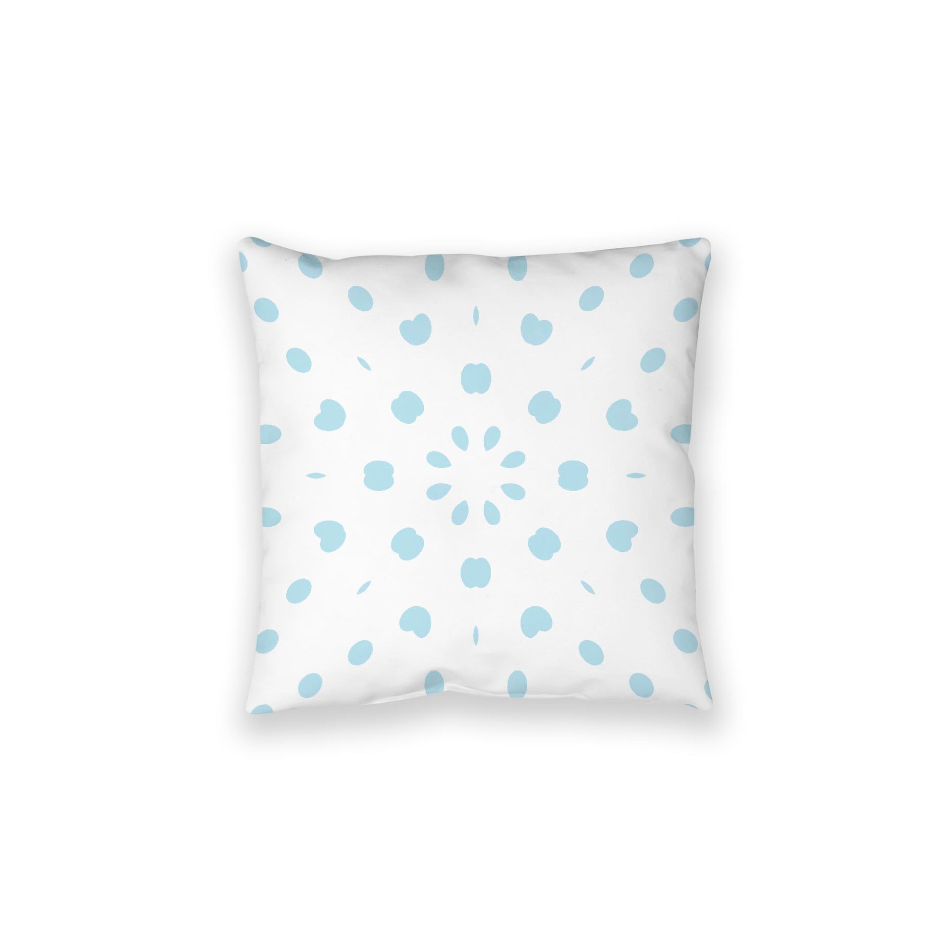 White Spun Polyester Floor Pillow, Blue Burst on Top, White Bottom, 28 x 28 inches
