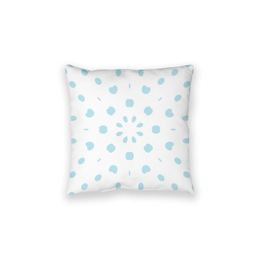 White Spun Polyester Floor Pillow, Blue Burst on Top, White Bottom, 28 x 28 inches