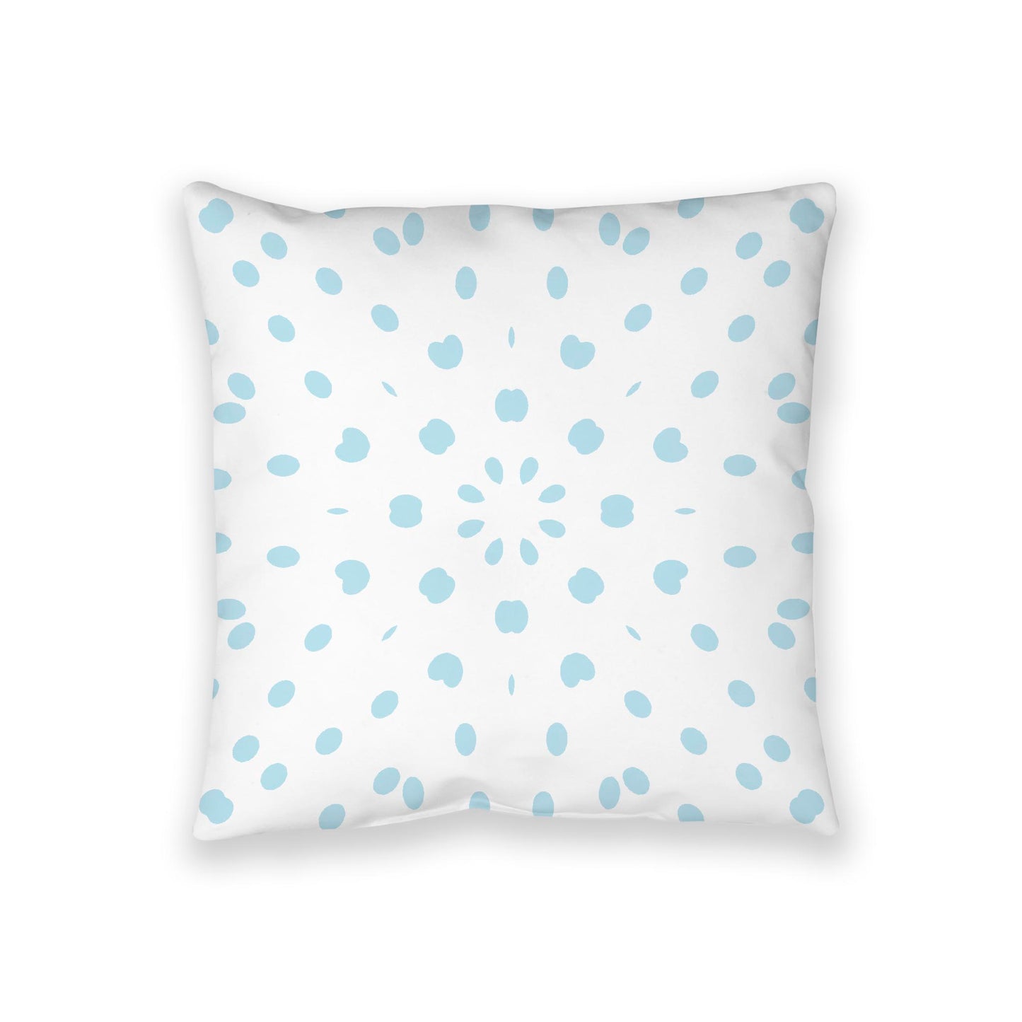 White Spun Polyester Floor Pillow, Blue Burst on Top, White Bottom, 36 x 36 inches