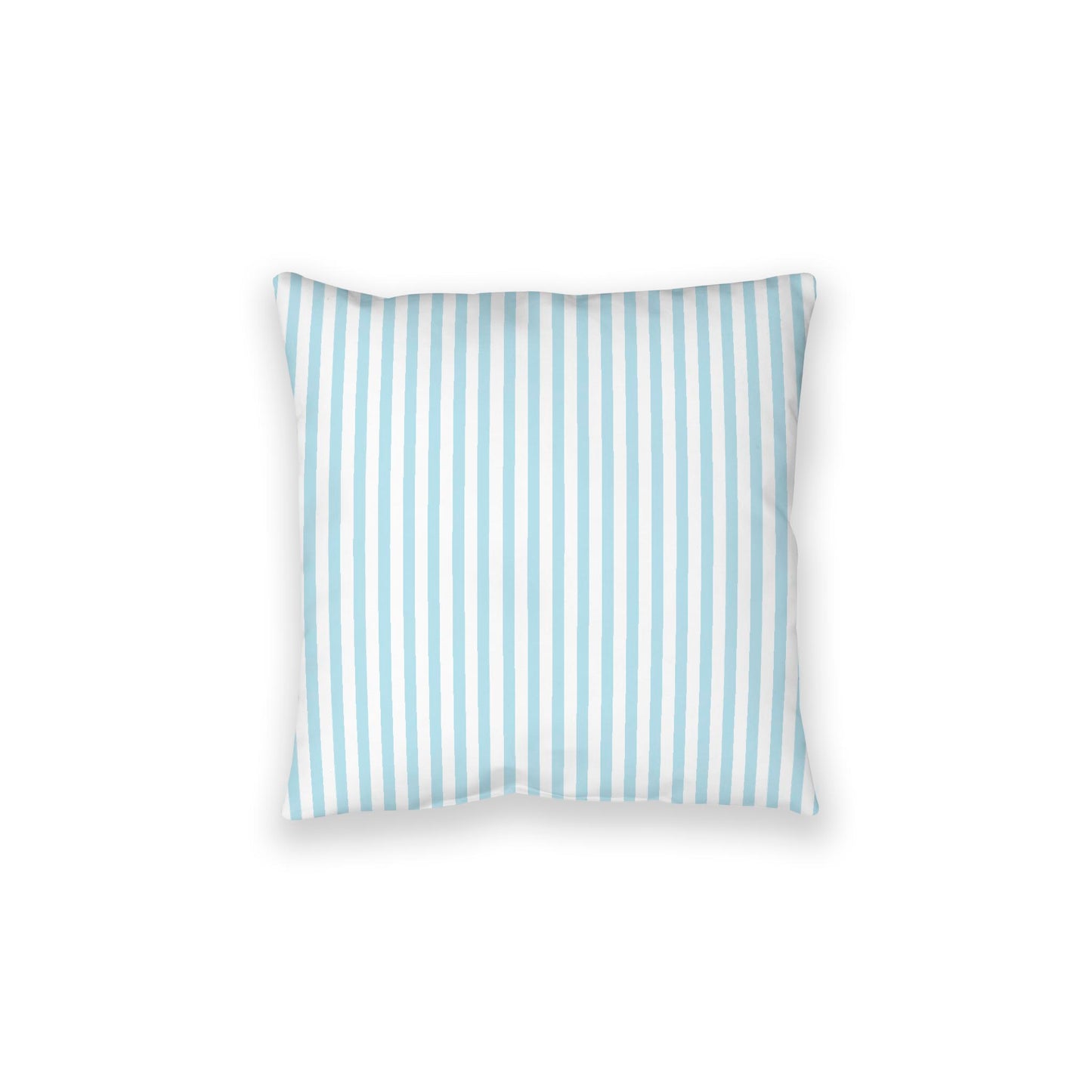 White Spun Polyester Floor Pillow, Thin Blue Bars on Top, White Bottom, 28 x 28 inches