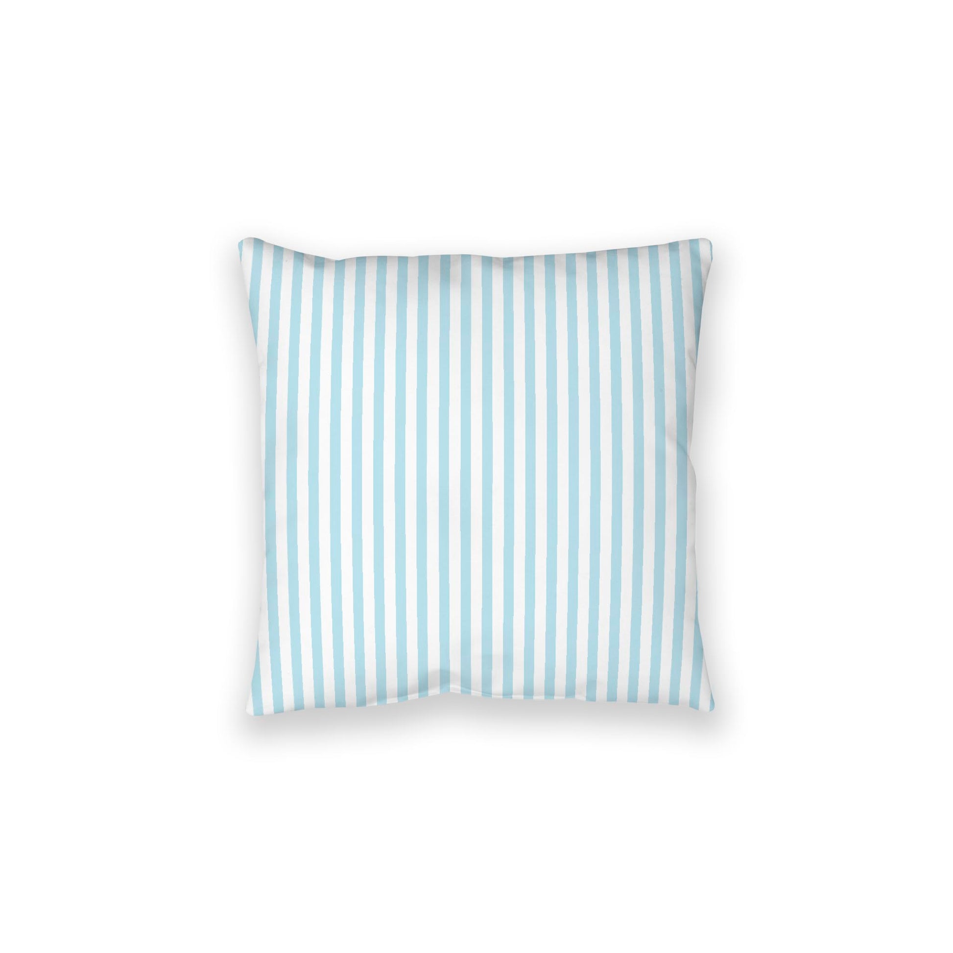 White Spun Polyester Floor Pillow, Thin Blue Bars on Top, White Bottom, 28 x 28 inches