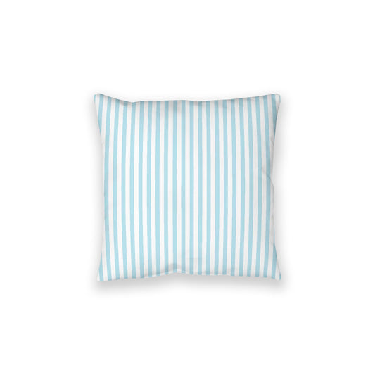 White Spun Polyester Floor Pillow, Thin Blue Bars on Top, White Bottom, 28 x 28 inches