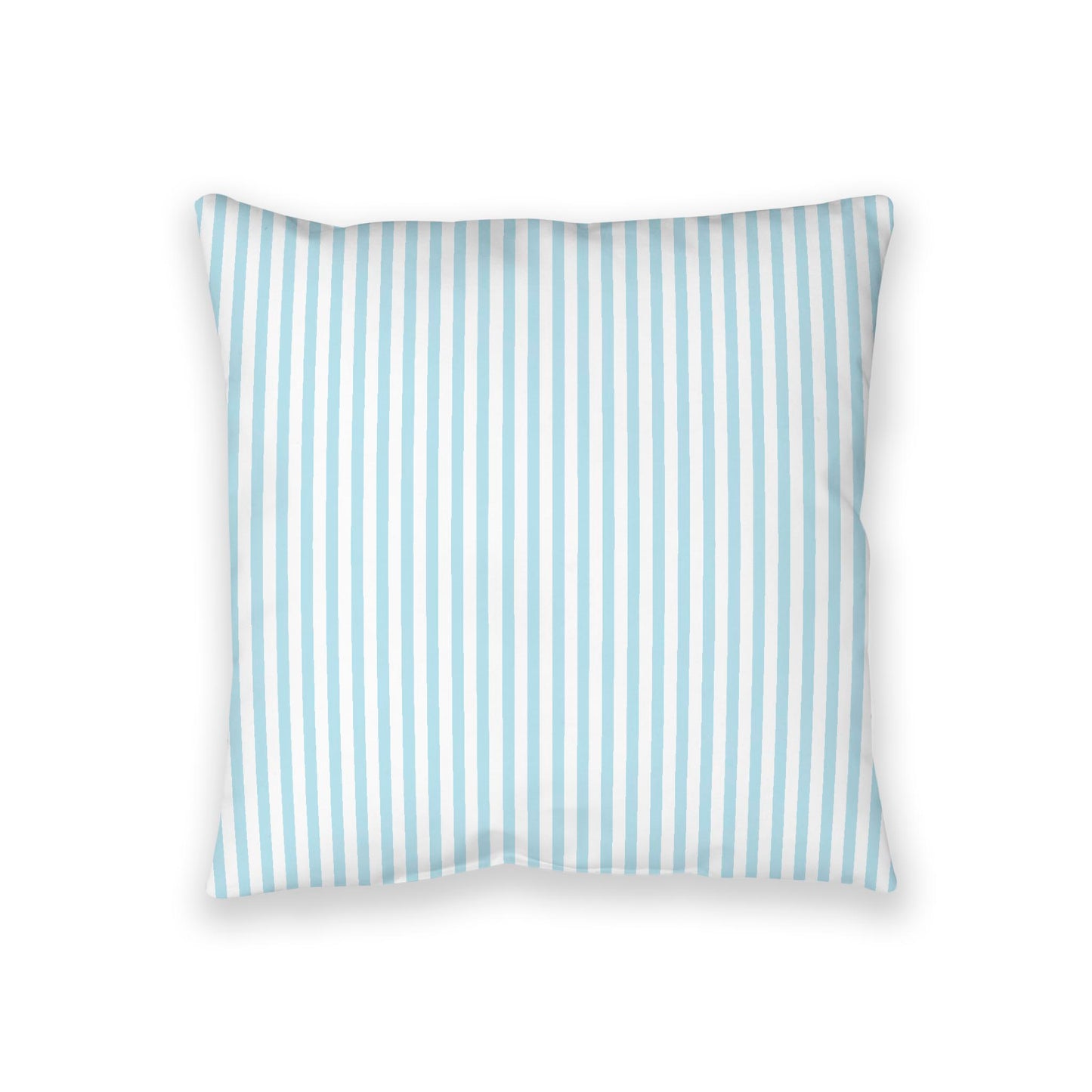 White Spun Polyester Floor Pillow, Thin Blue Bars on Top, White Bottom, 36 x 36 inches