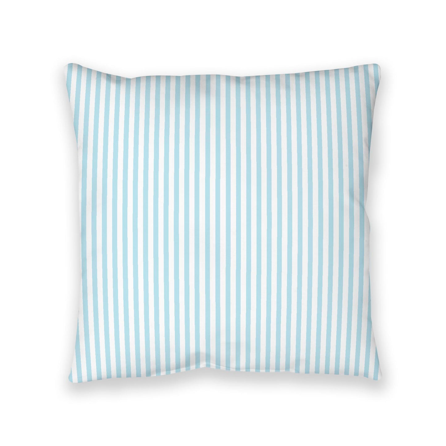 White Spun Polyester Floor Pillow, Thin Blue Bars on Top, White Bottom, 40 x 40 inches