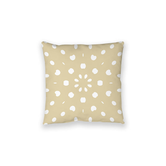 Desert Sand Spun Polyester Floor Pillow, White Burst Pattern on Top, Desert Sand Bottom, 28 x 28 inches