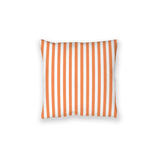 White Spun Polyester Floor Pillow, Bold Pale Orange Bars on Top, White Bottom, 28 x 28 inches