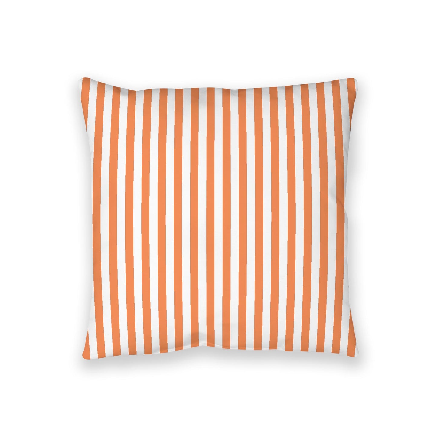 White Spun Polyester Floor Pillow, Bold Pale Orange Bars on Top, White Bottom, 36 x 36 inches