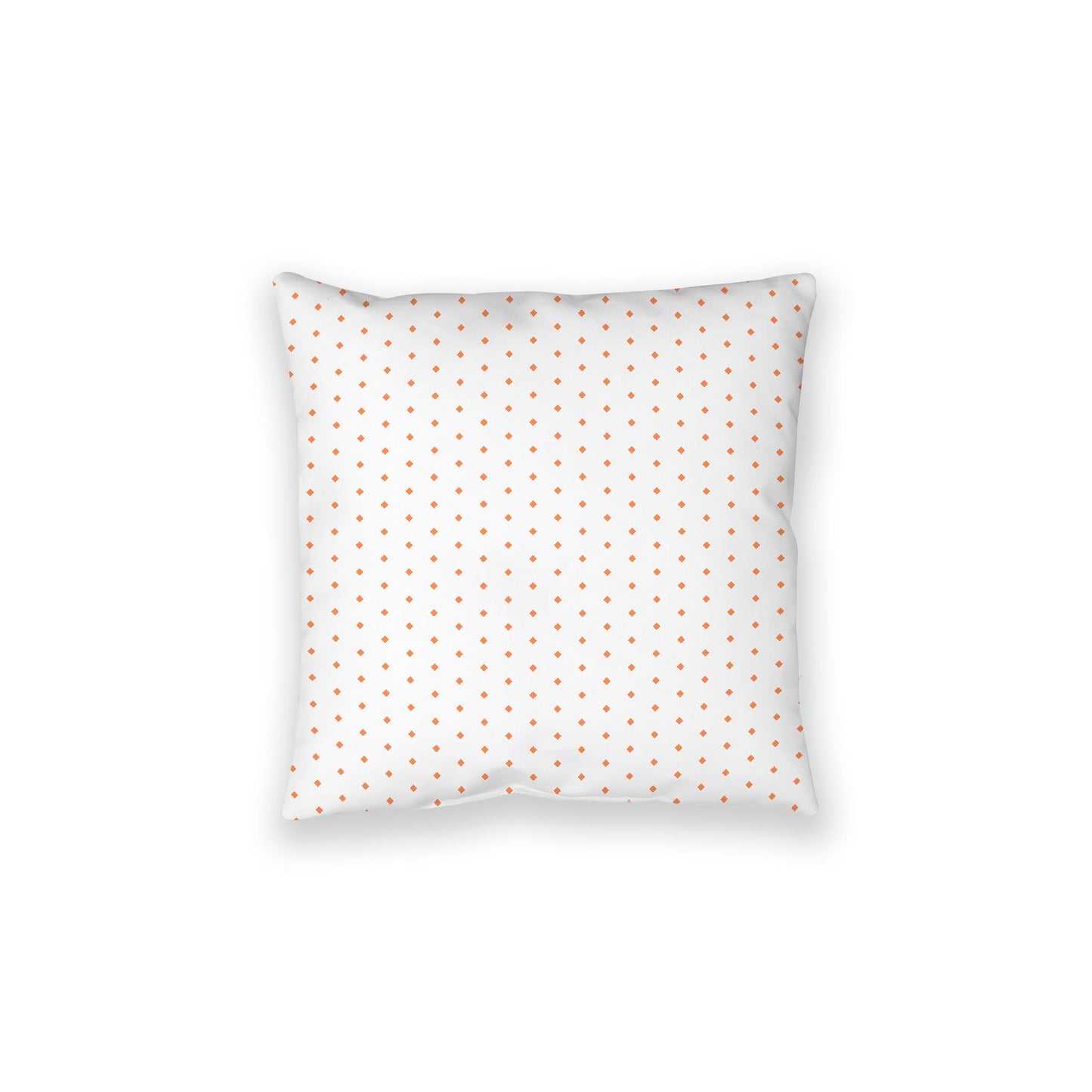 White Spun Polyester Floor Pillow, Pale Orange Diamonds on Top, White Bottom, 40 x 40 inches