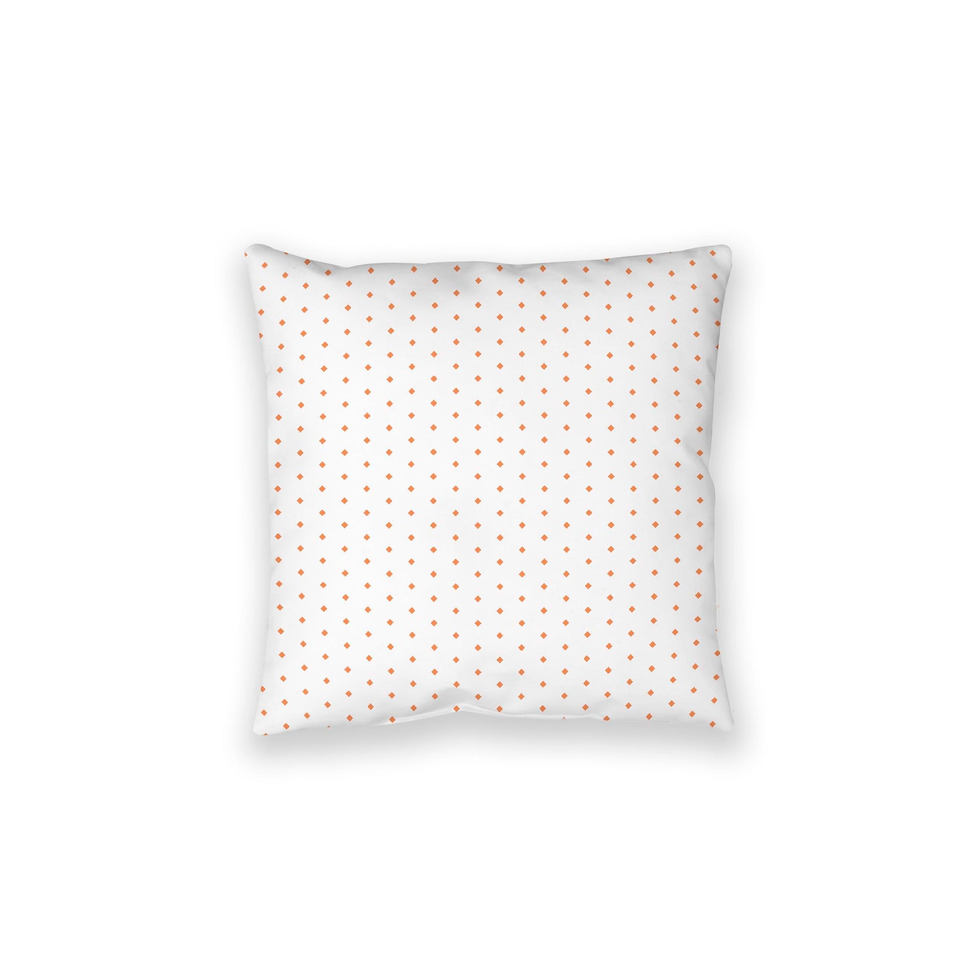 White Spun Polyester Floor Pillow, Pale Orange Diamonds on Top, White Bottom, 40 x 40 inches