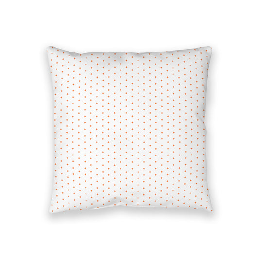 White Spun Polyester Floor Pillow, Pale Orange Diamonds on Top, White Bottom, 28 x 28 inches