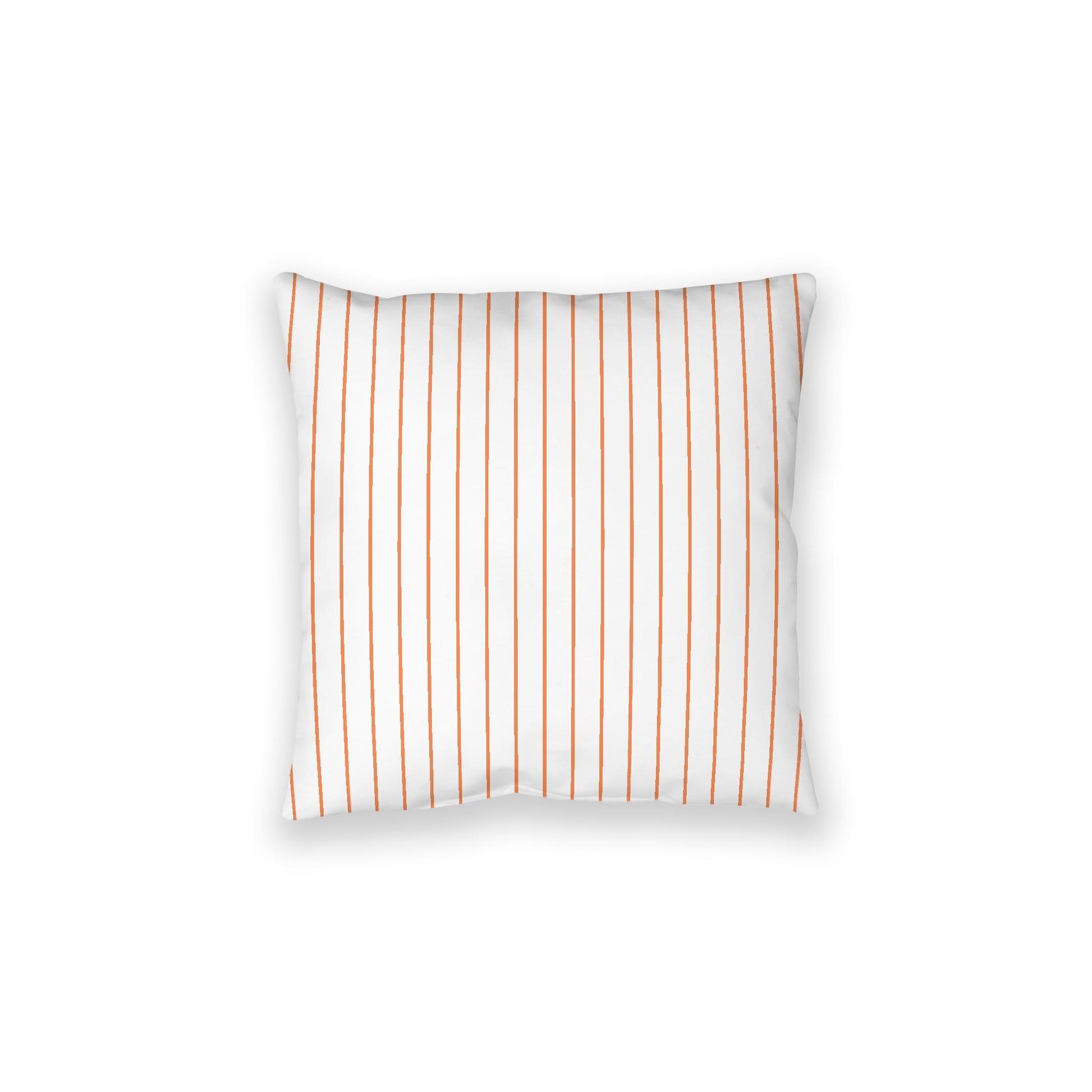 White Spun Polyester Floor Pillow, Pale Orange Stripes on Top, White Bottom, 28 x 28 inches