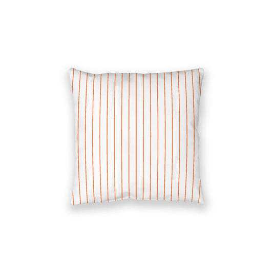 White Spun Polyester Floor Pillow, Pale Orange Stripes on Top, White Bottom, 28 x 28 inches