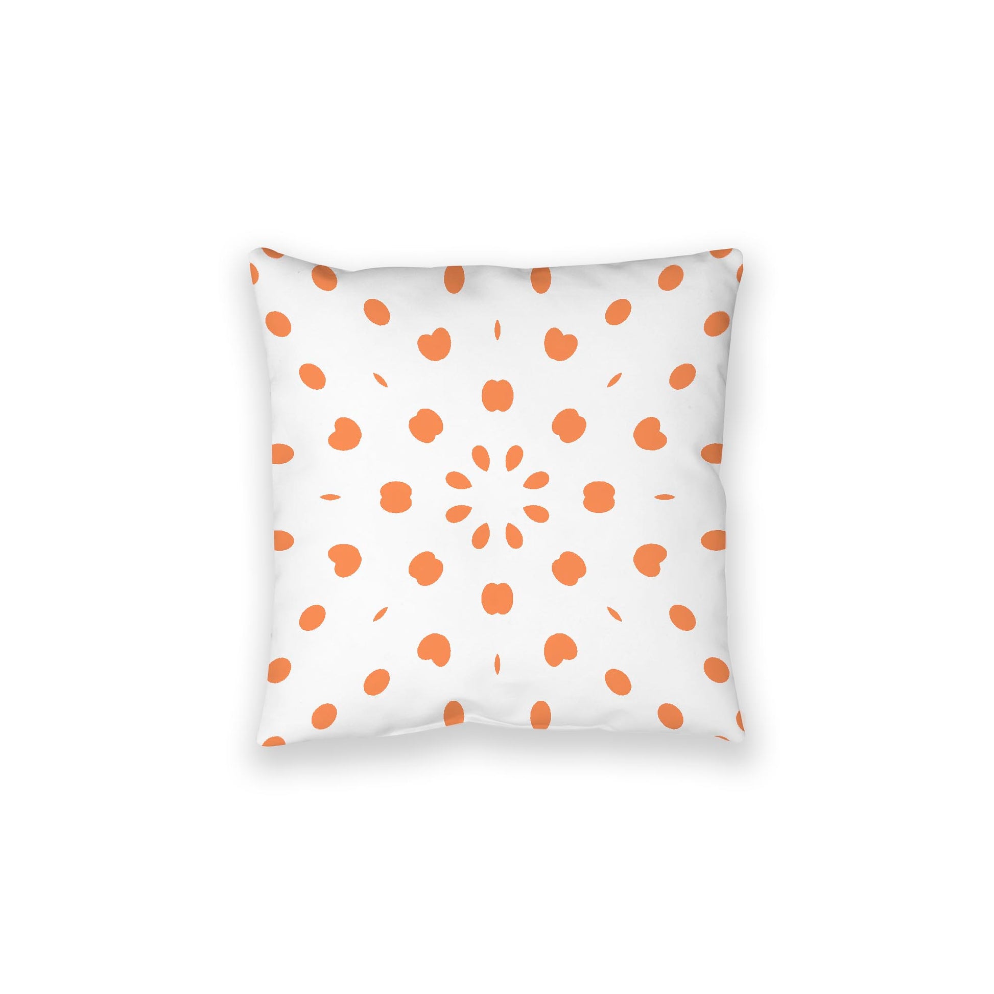 White Spun Polyester Floor Pillow, Pale Orange Burst on Top, White Bottom, 28 x 28 inches