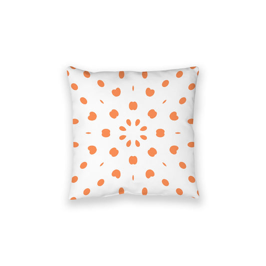 White Spun Polyester Floor Pillow, Pale Orange Burst on Top, White Bottom, 28 x 28 inches
