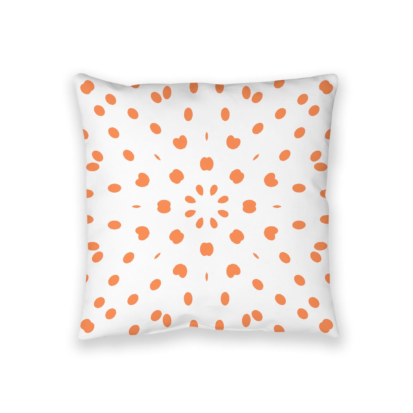 White Spun Polyester Floor Pillow, Pale Orange Burst on Top, White Bottom, 36 x 36 inches