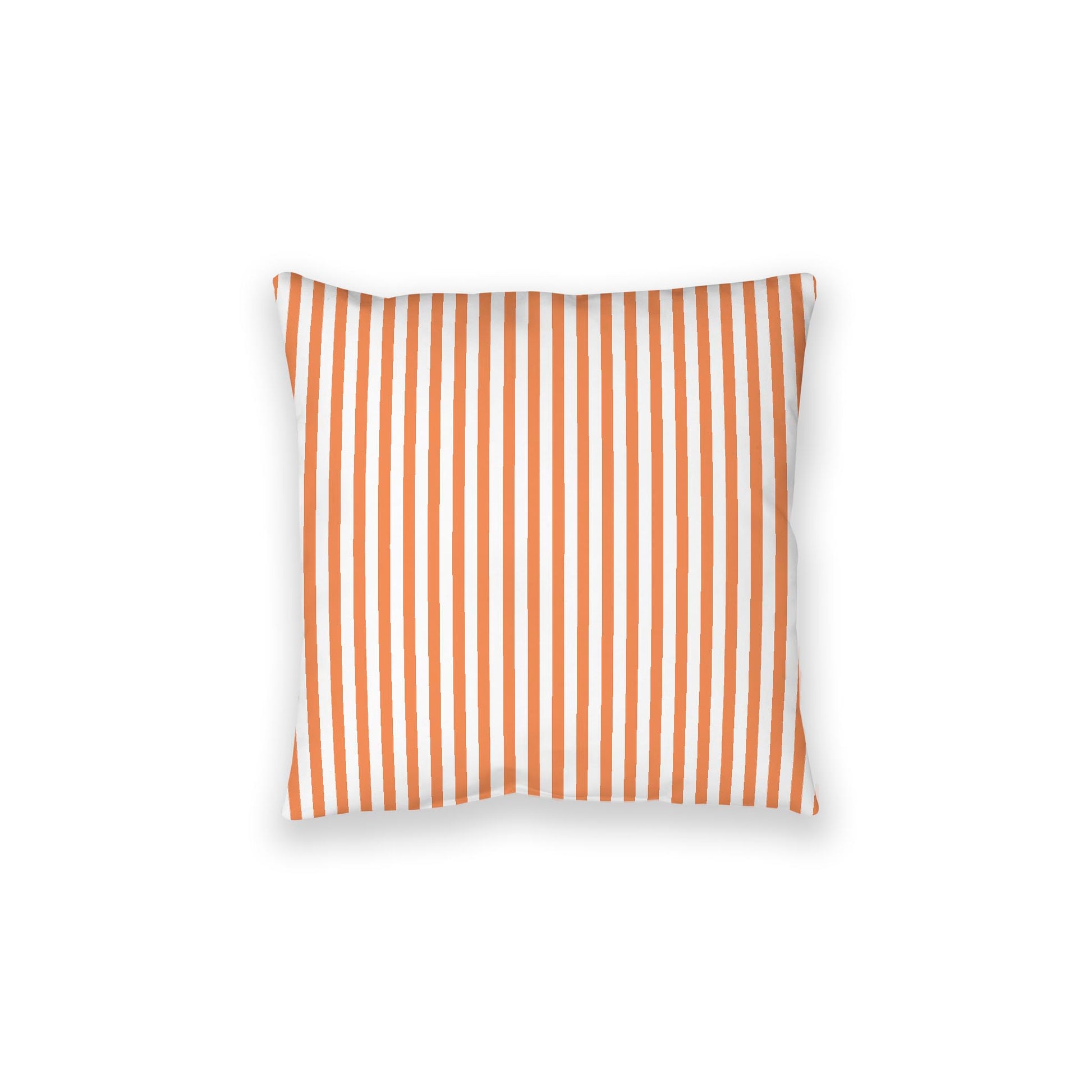 White Spun Polyester Floor Pillow, Thin Pale Orange Bars on Top, White Bottom, 28 x 28 inches