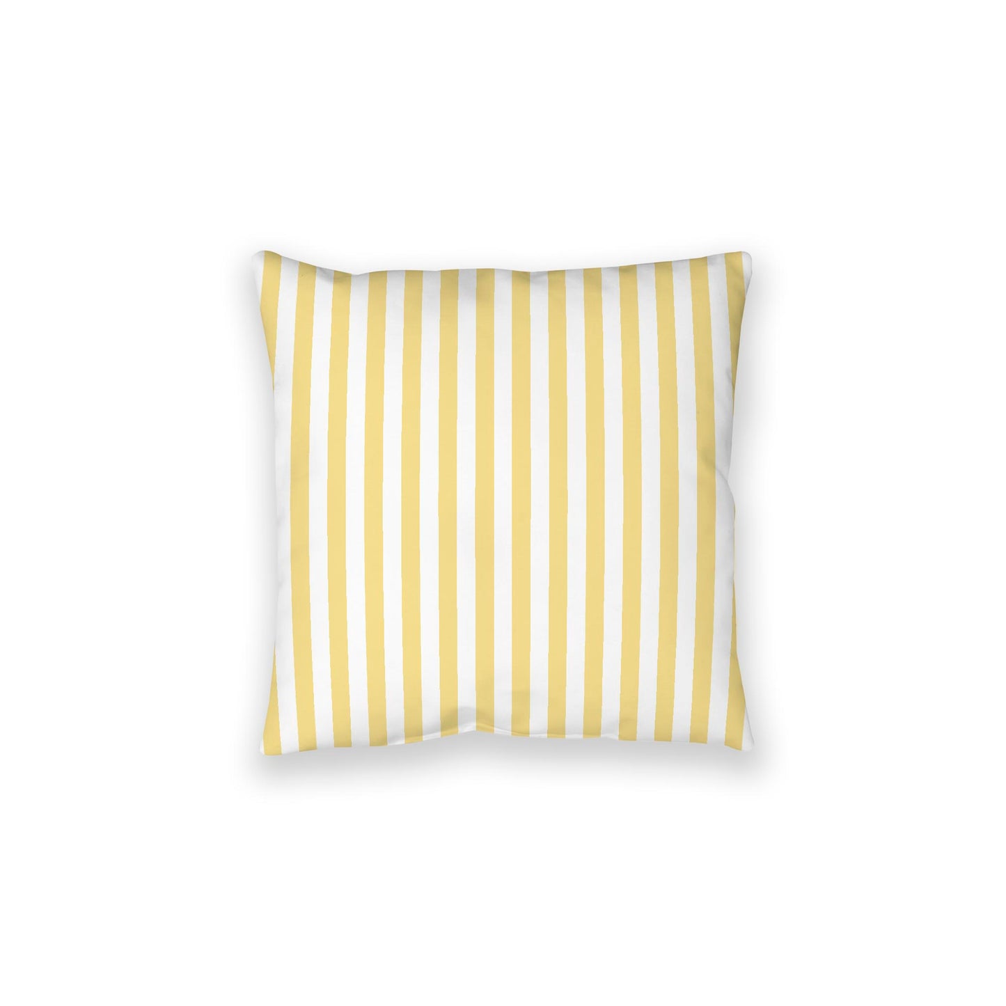 White Spun Polyester Floor Pillow, Bold Yellow Bars on Top, White Bottom, 28 x 28 inches