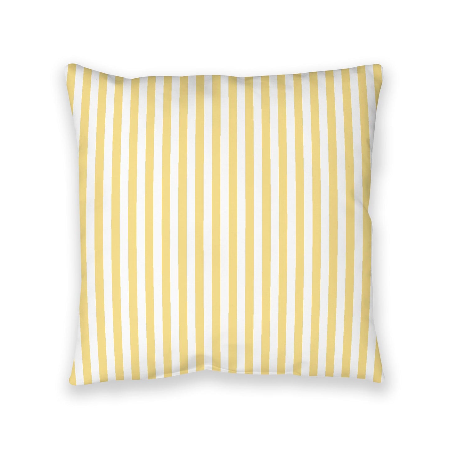White Spun Polyester Floor Pillow, Bold Yellow Bars on Top, White Bottom, 40 x 40 inches