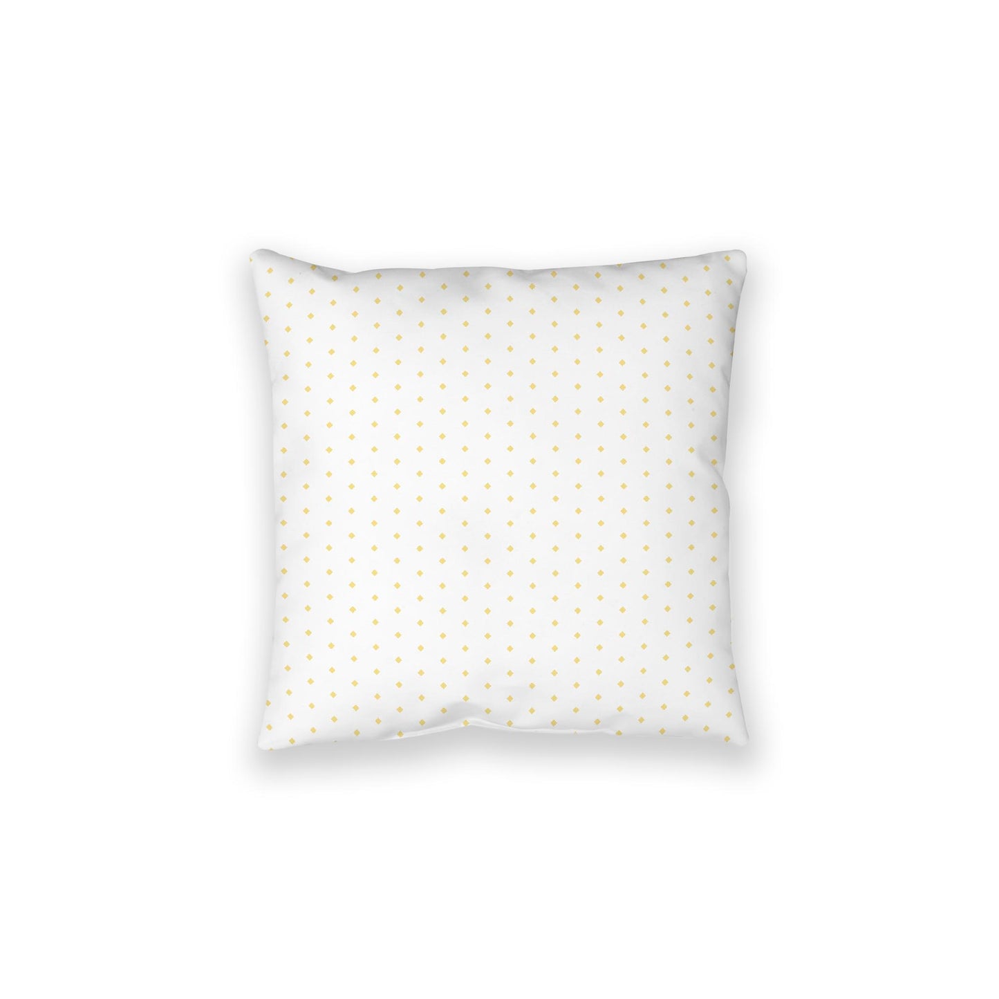 White Spun Polyester Floor Pillow, Yellow Diamonds on Top, White Bottom, 28 x 28 inches
