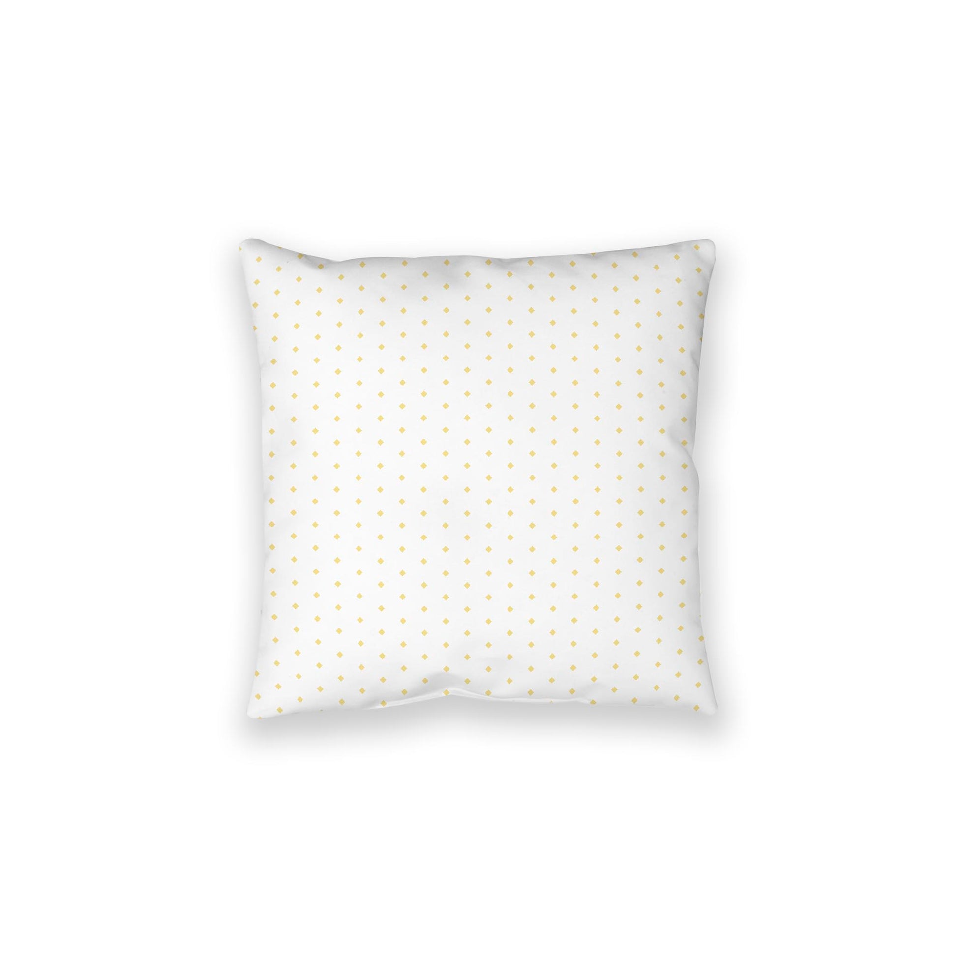 White Spun Polyester Floor Pillow, Yellow Diamonds on Top, White Bottom, 28 x 28 inches