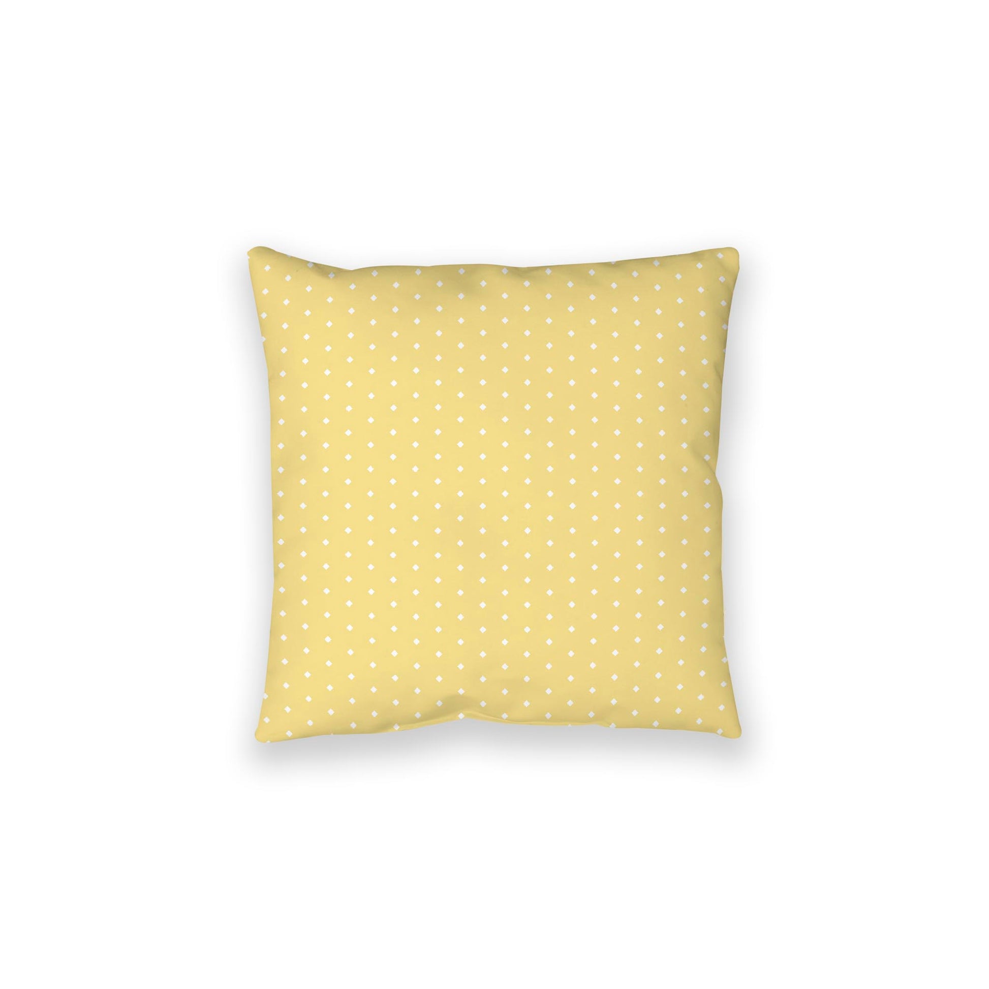 Yellow Spun Polyester Floor Pillow, White Diamonds on Top, Yellow Bottom, 28 x 28 inches