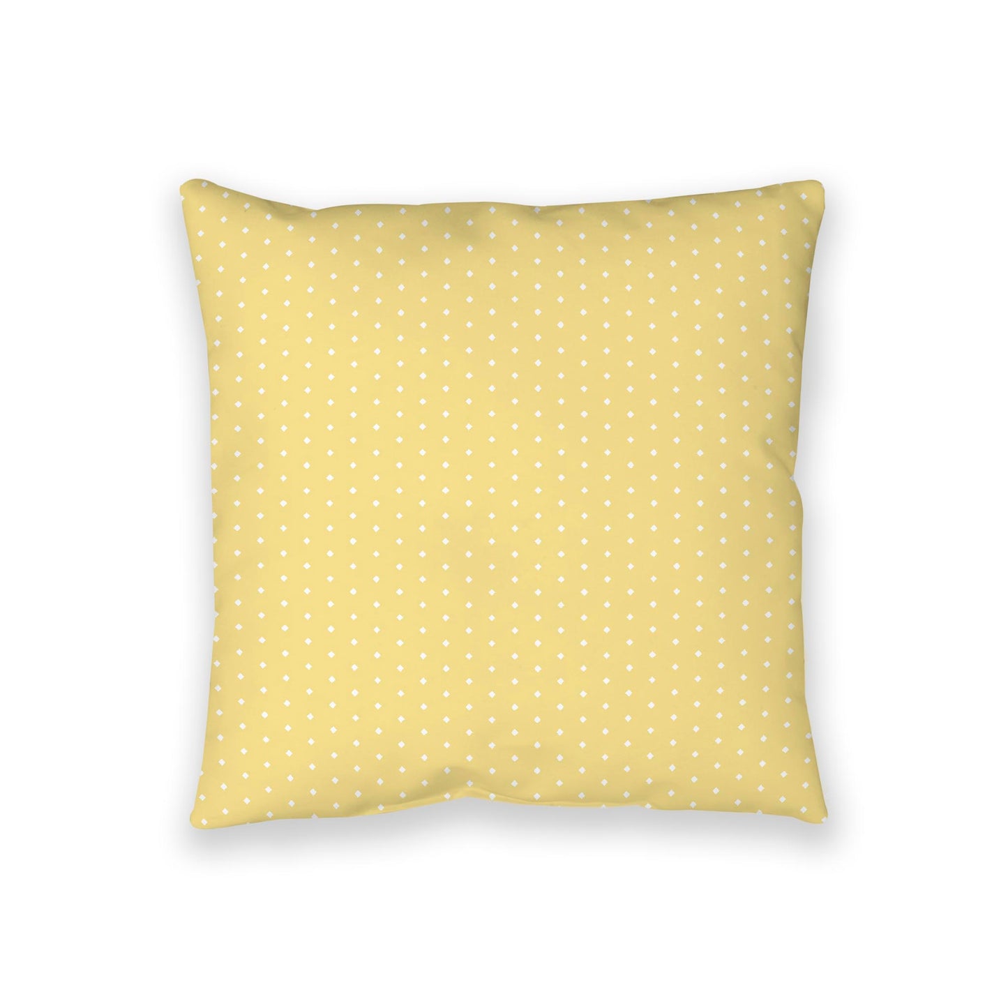 Yellow Spun Polyester Floor Pillow, White Diamonds on Top, Yellow Bottom, 36 x 36 inches