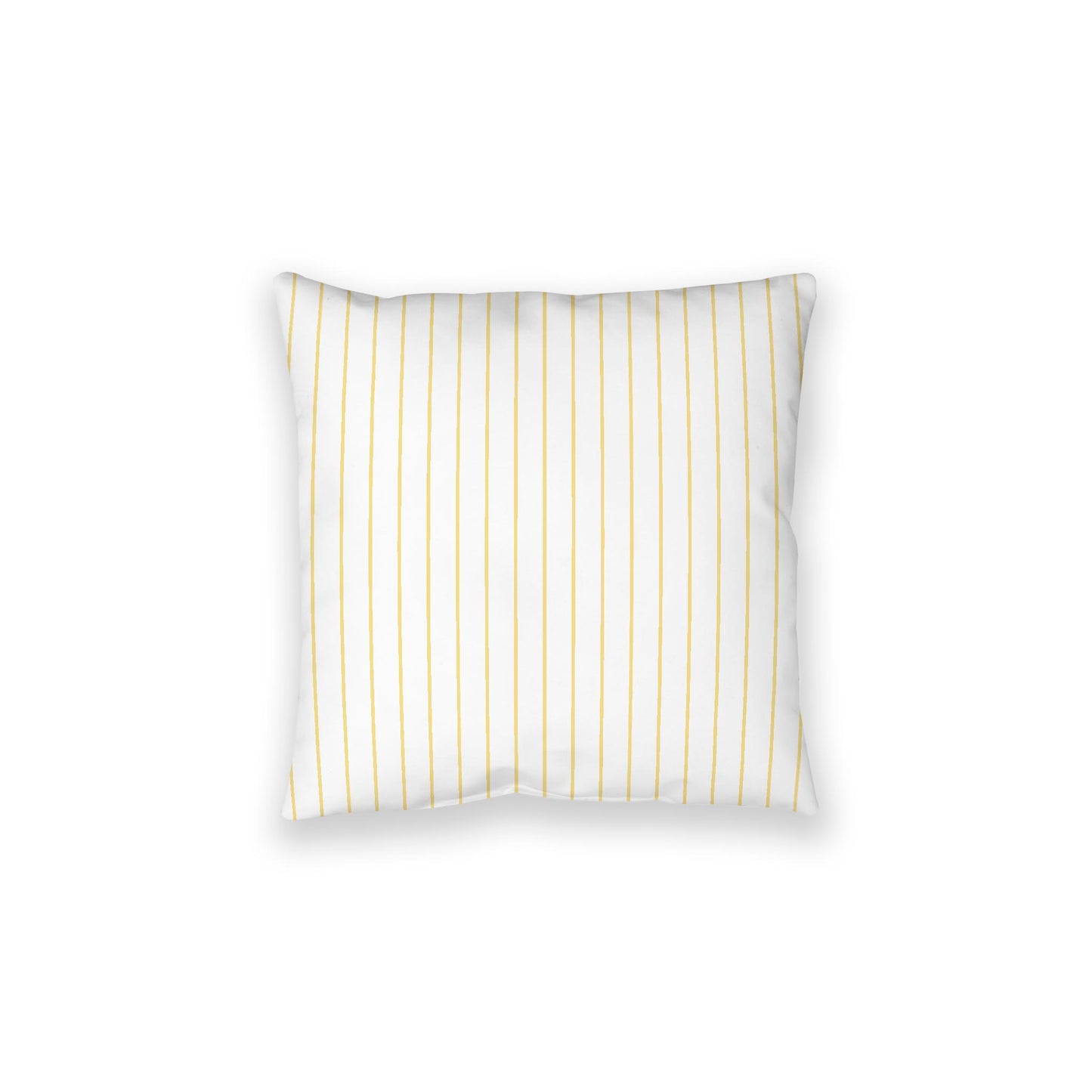 White Spun Polyester Floor Pillow, Yellow Stripes on Top, White Bottom, 28 x 28 inches
