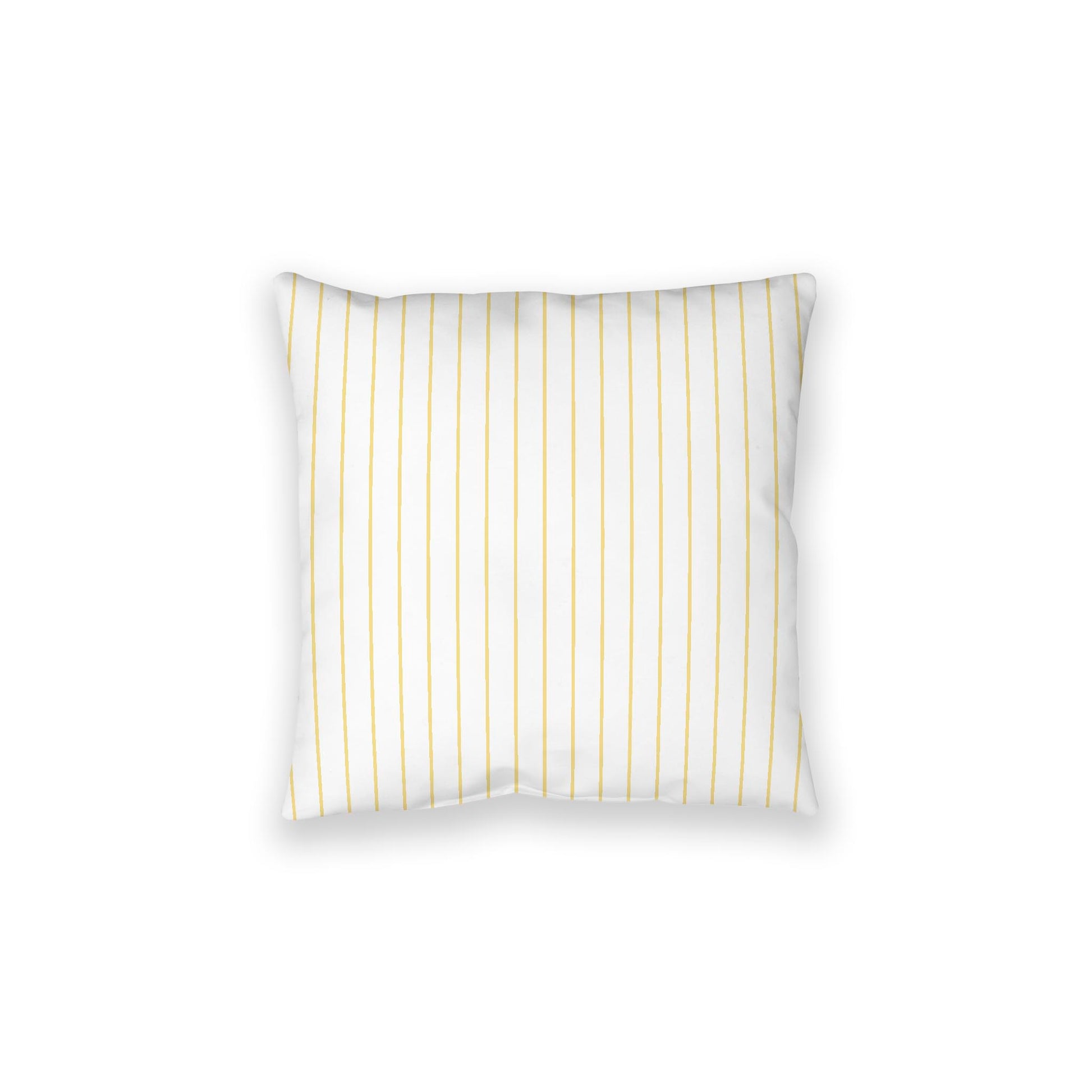 White Spun Polyester Floor Pillow, Yellow Stripes on Top, White Bottom, 28 x 28 inches