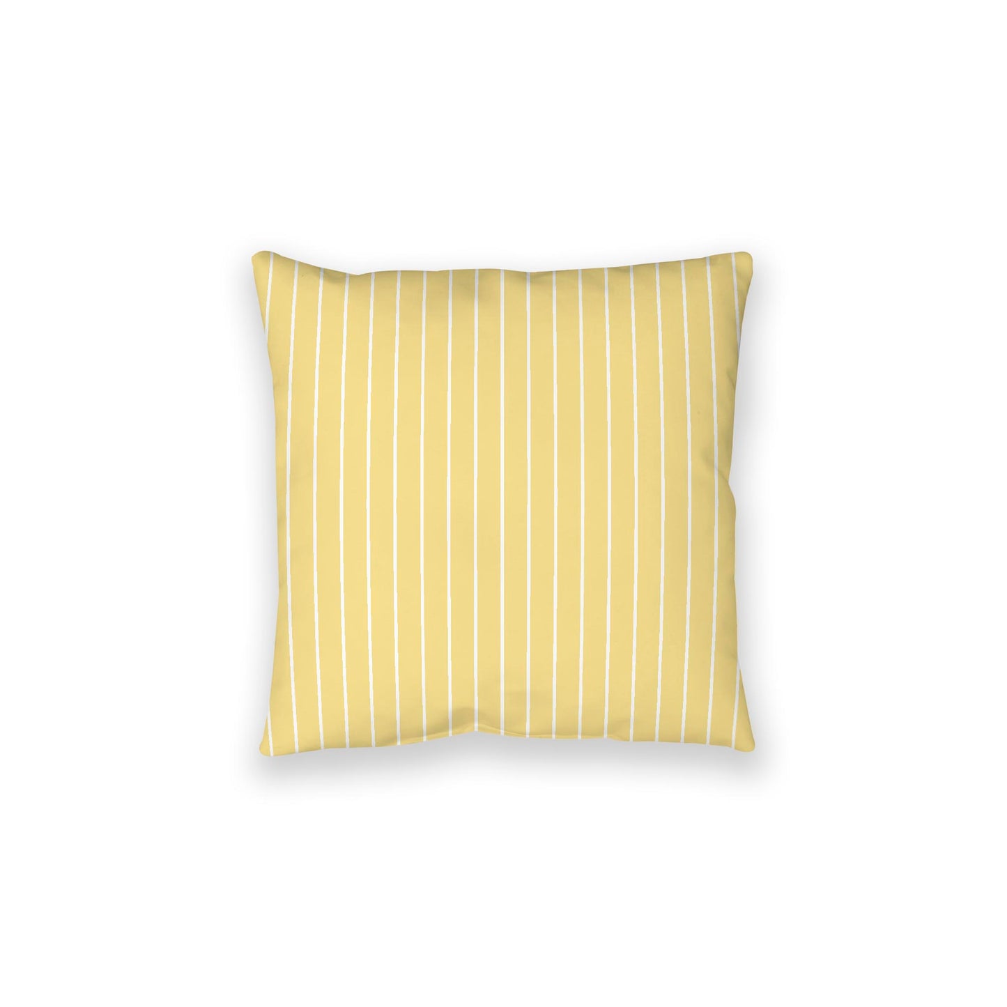 Yellow Spun Polyester Floor Pillow, White Stripes on Top, Yellow Bottom, 28 x 28 inches