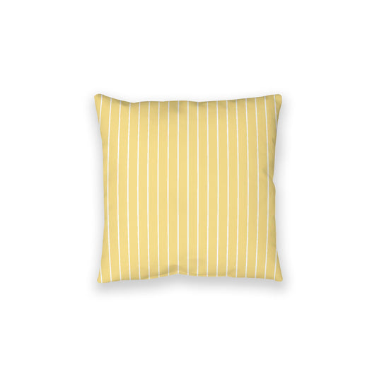 Yellow Spun Polyester Floor Pillow, White Stripes on Top, Yellow Bottom, 28 x 28 inches