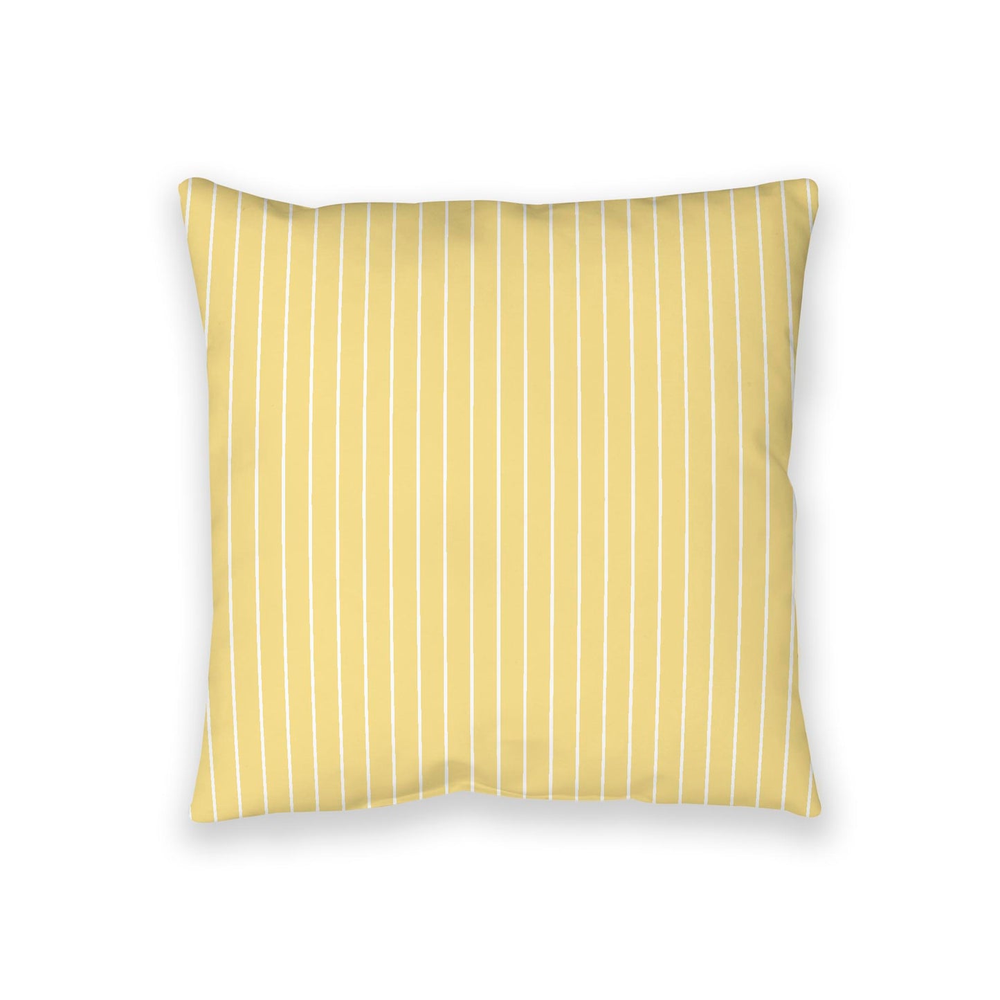 Yellow Spun Polyester Floor Pillow, White Stripes on Top, Yellow Bottom, 36 x 36 inches